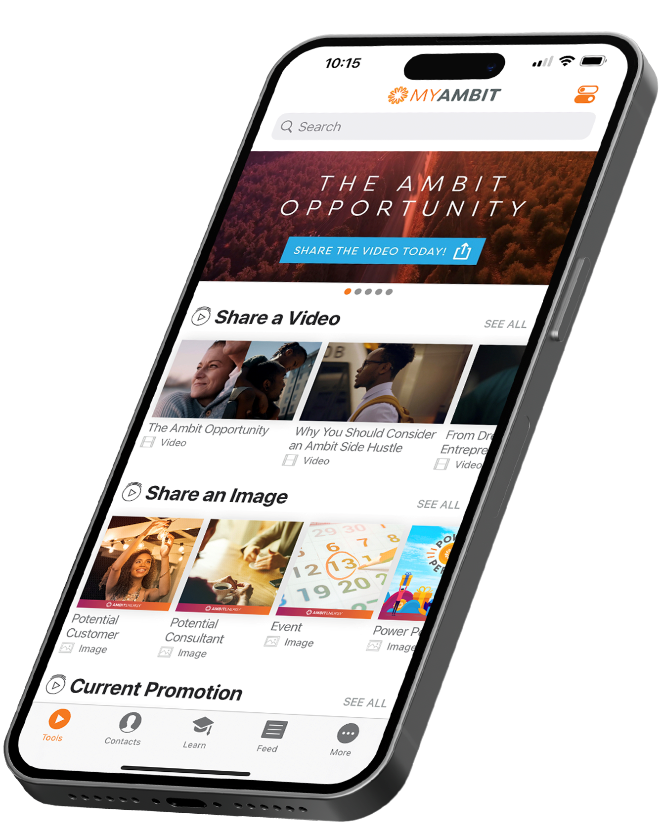 MyAmbit App open on a smartphone